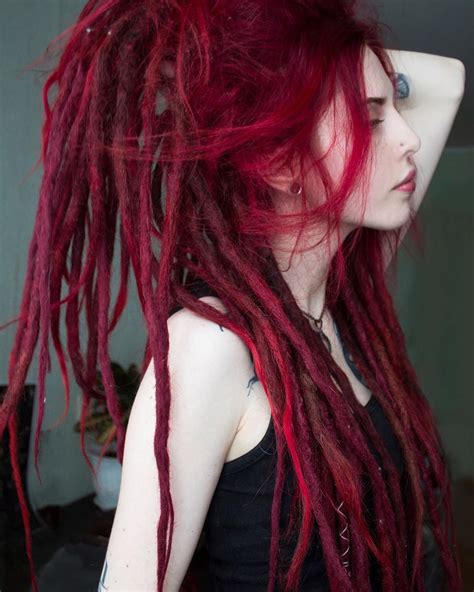 dark red dreads|red and black dreads.